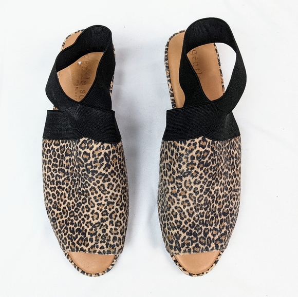 Gentle Souls Lily X-cross Elastic Ankle Strap Suede Cheetah Slip-On Sandals sz.9 - Picture 5 of 10